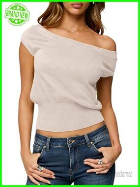 Off Shoulder Knit Pullover Cap Sleeve Going Out Top Summer Sweater